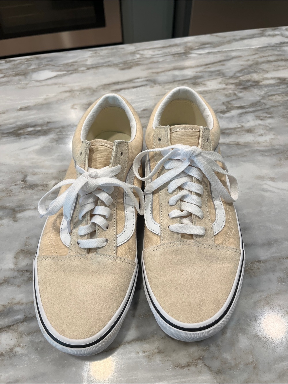Vans Beige Suede Low-Top Sneakers with White Stripe Women’s S 9.5 Men’s S 8.0